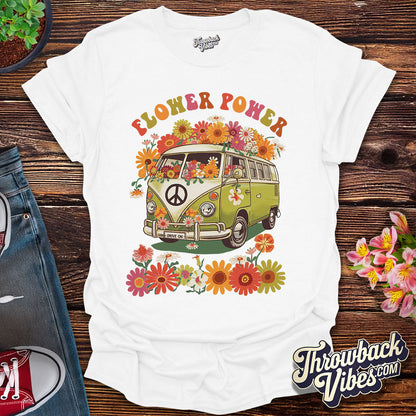 Flower Power – Retro Hippie Van T-Shirt