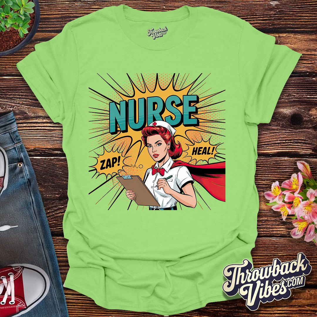 Retro Comic Nurse Hero T-Shirt