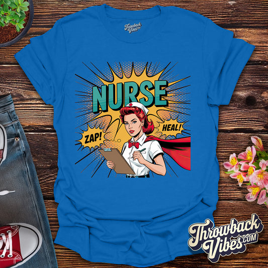 Retro Comic Nurse Hero T-Shirt