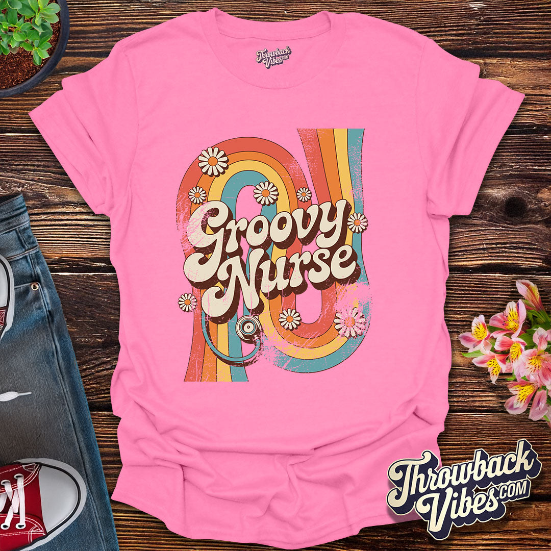 Groovy Nurse Distressed T-Shirt