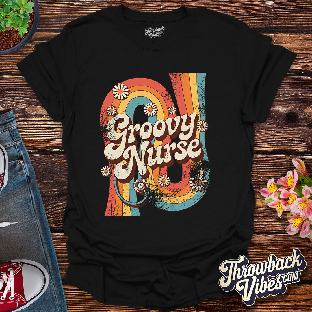 Groovy Nurse Distressed T-Shirt