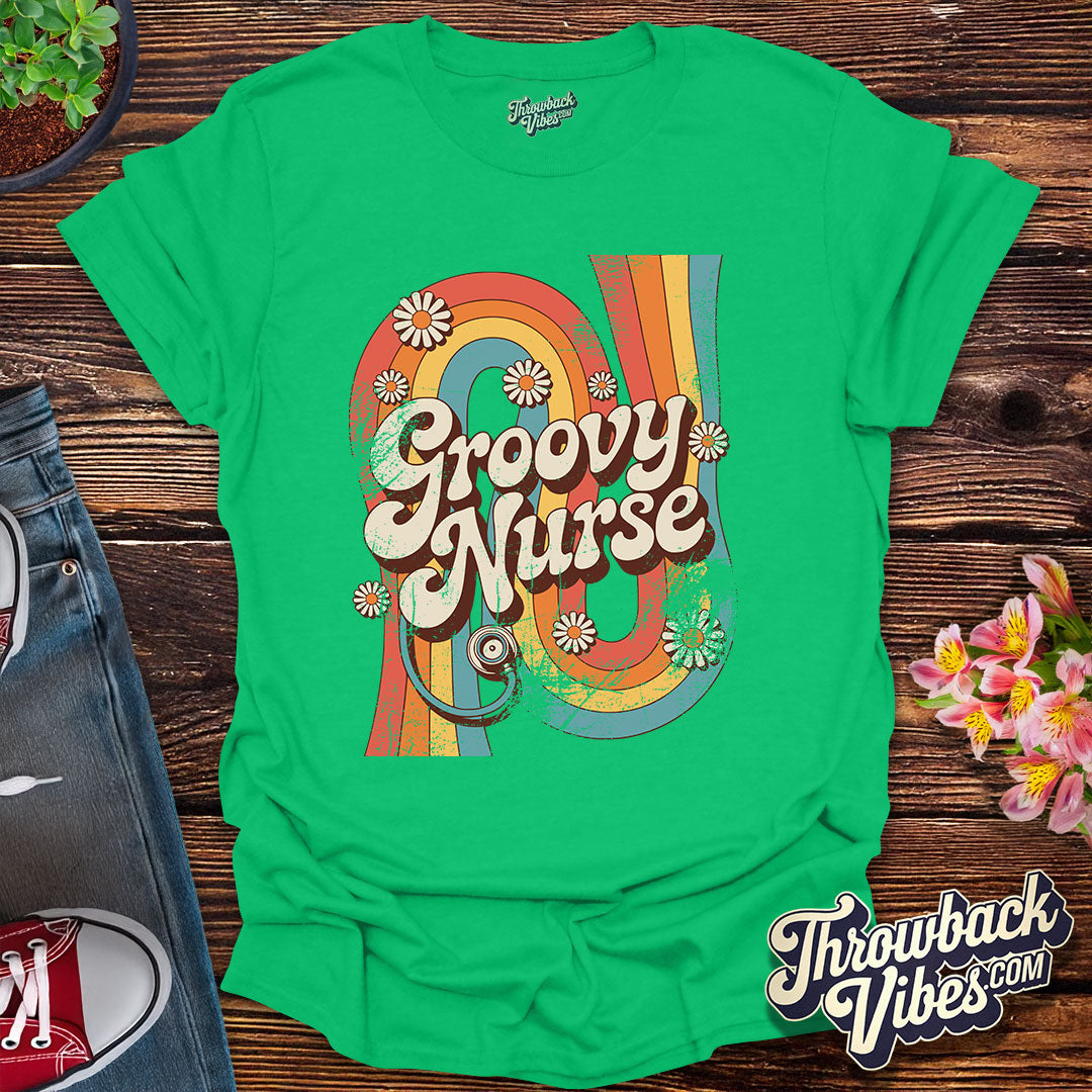 Groovy Nurse Distressed T-Shirt