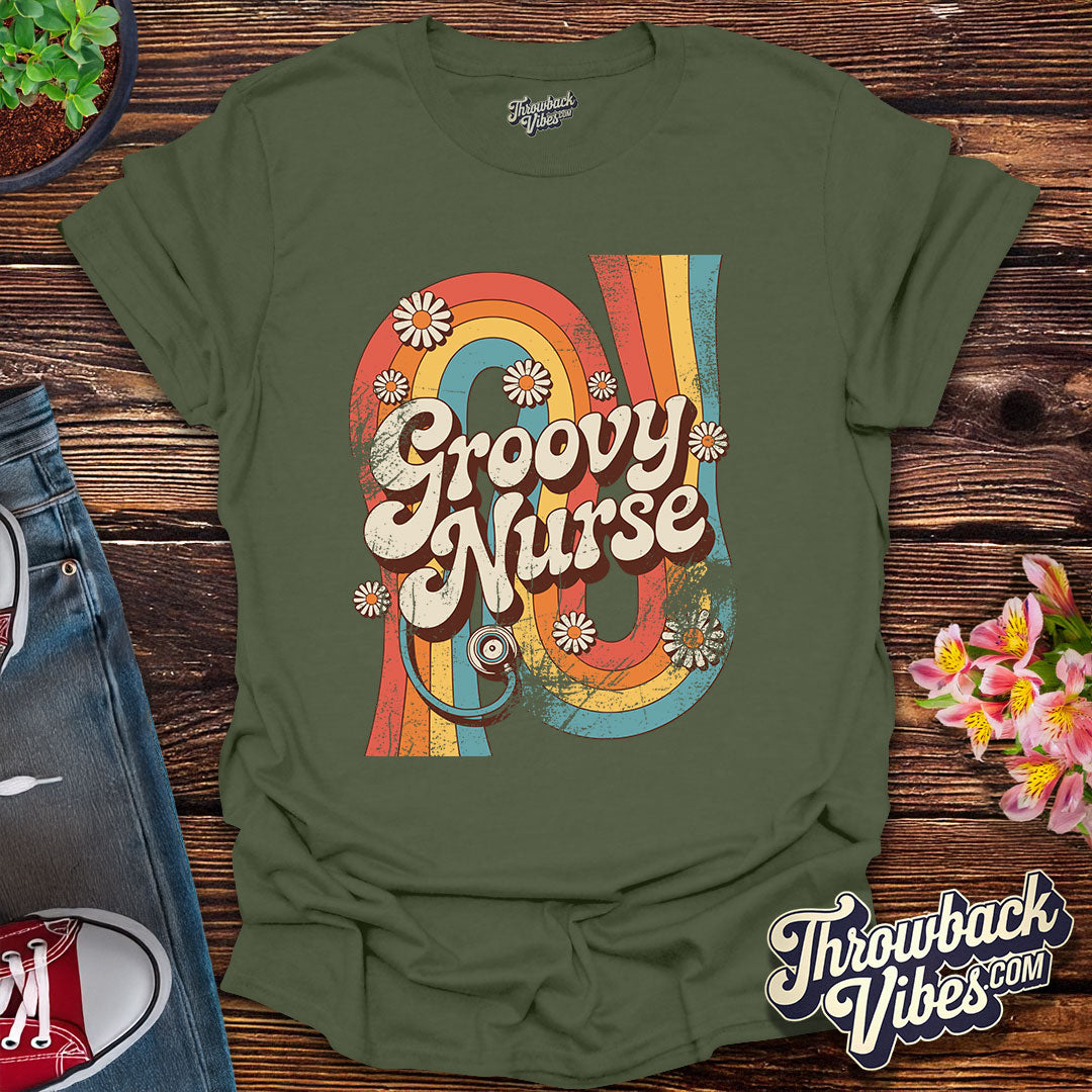 Groovy Nurse Distressed T-Shirt
