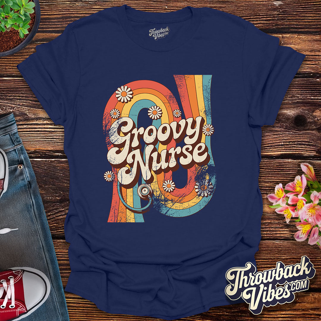 Groovy Nurse Distressed T-Shirt