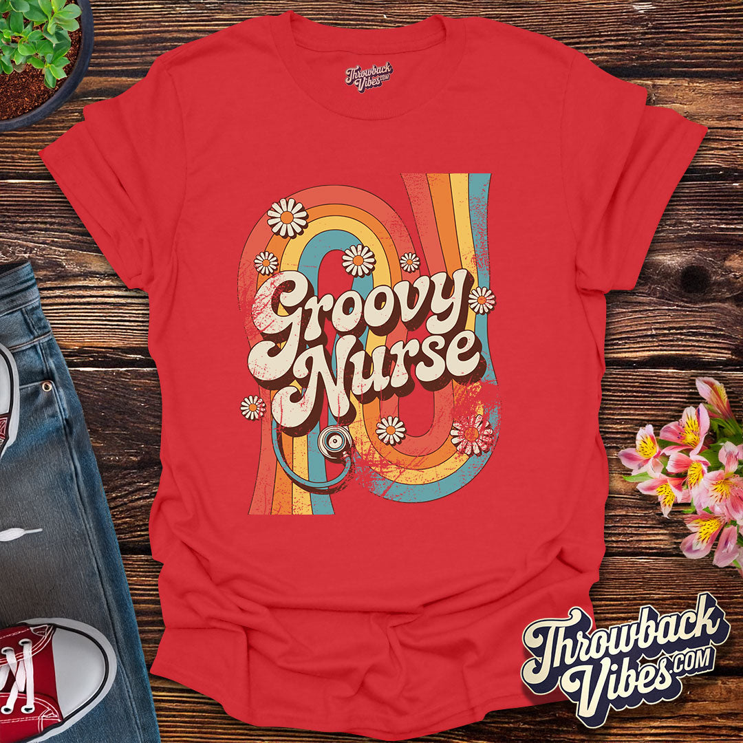 Groovy Nurse Distressed T-Shirt