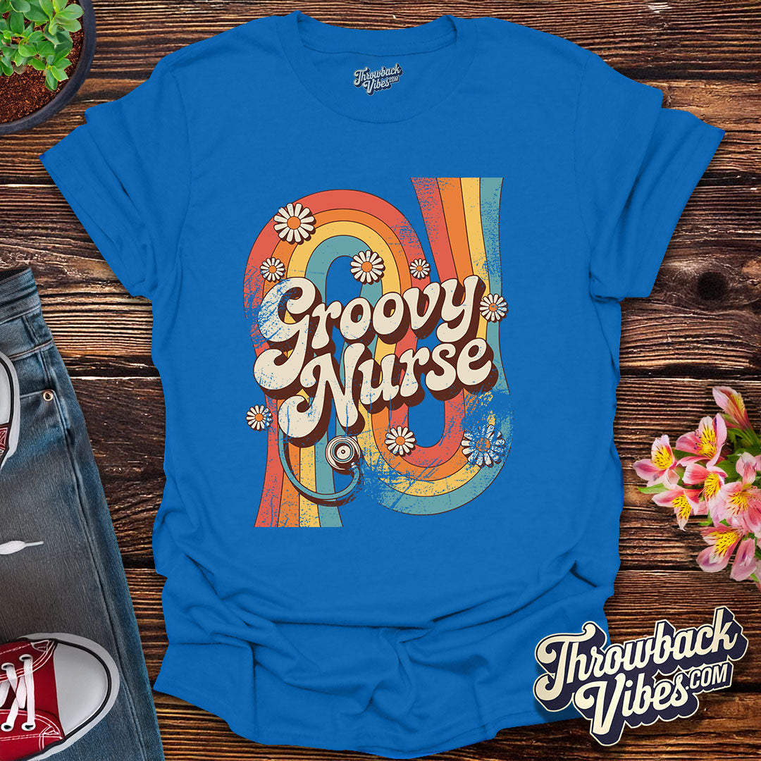 Groovy Nurse Distressed T-Shirt