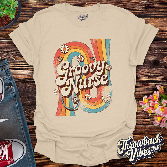 Groovy Nurse Distressed T-Shirt