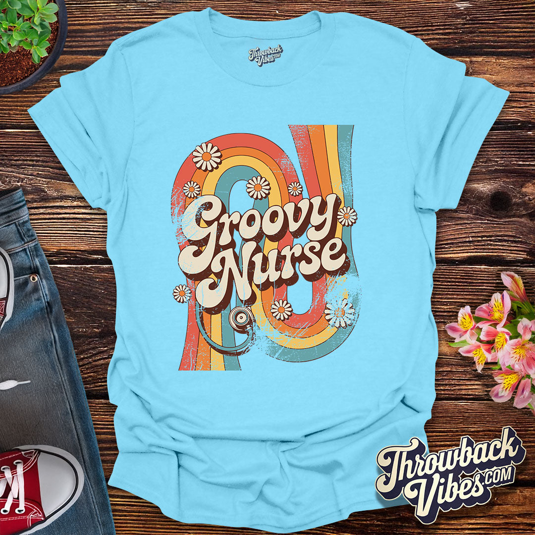 Groovy Nurse Distressed T-Shirt