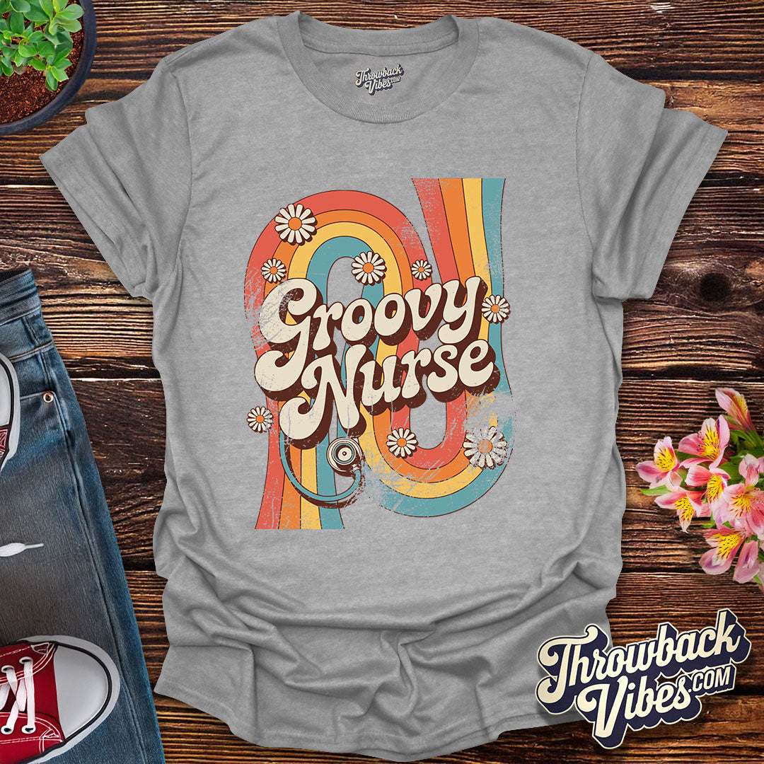 Groovy Nurse Distressed T-Shirt