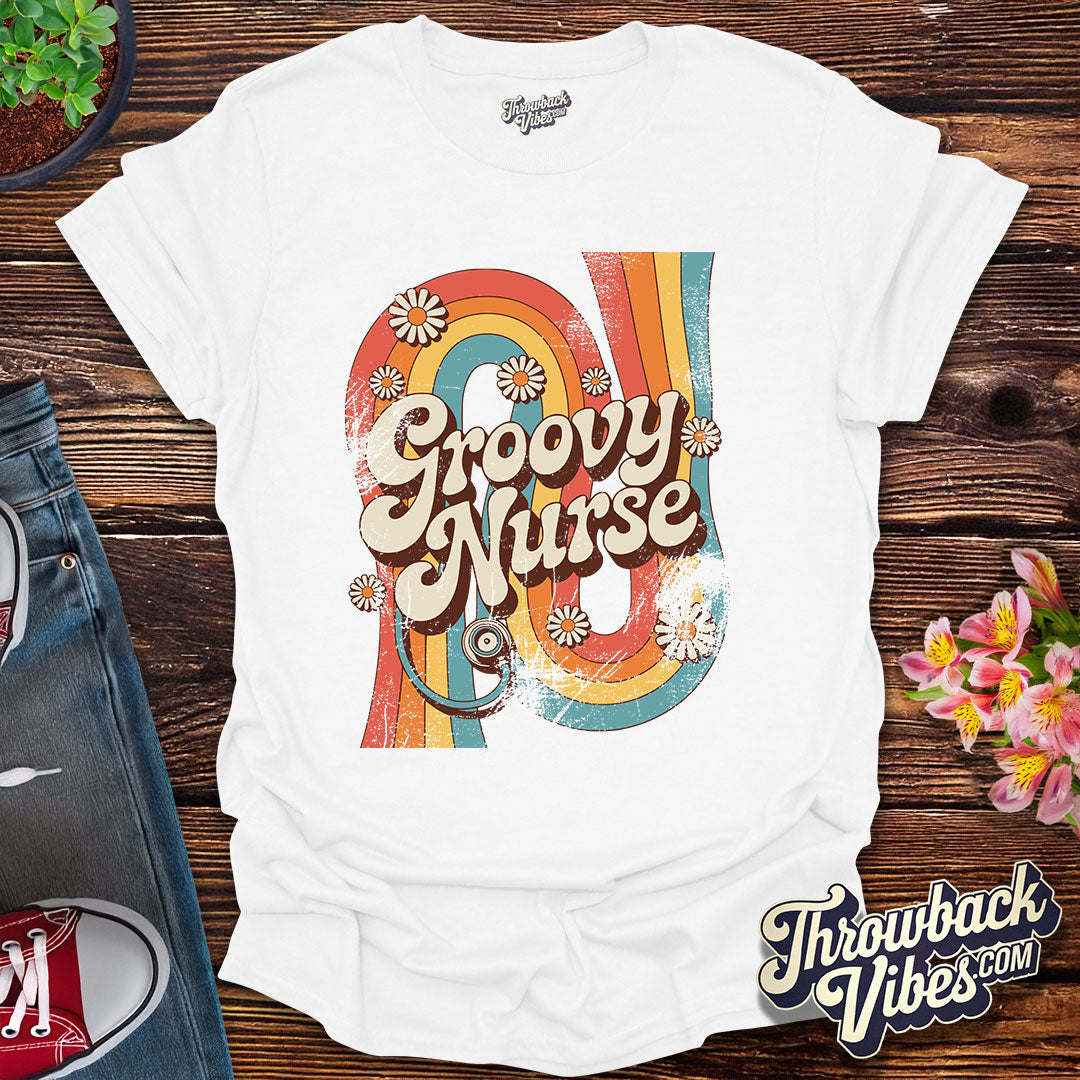 Groovy Nurse Distressed T-Shirt